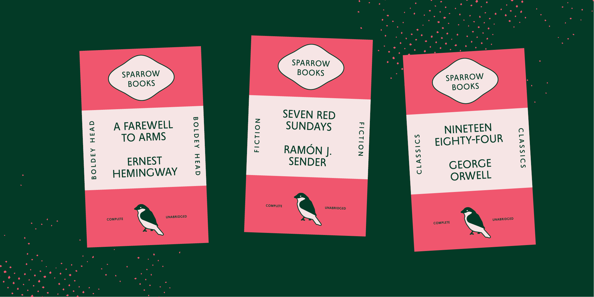 Three book covers designed in a classic British format.